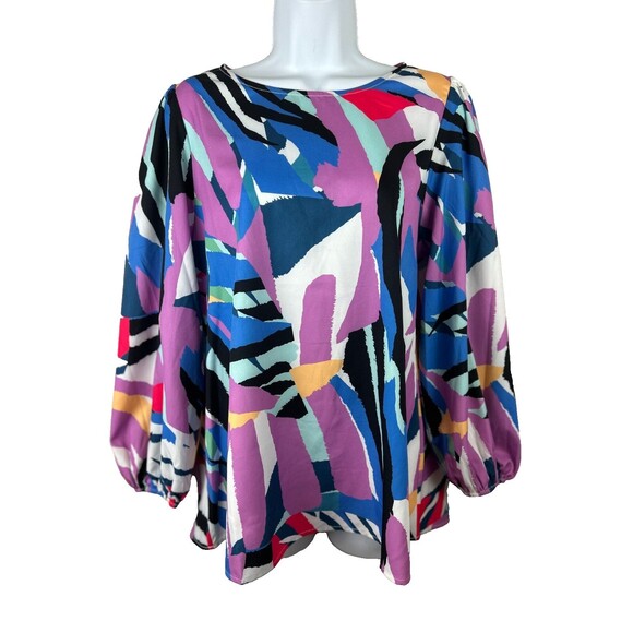 Jodifl Abstract Multi Color Ballon Sleeve Top Shirt Size S - Picture 1 of 15
